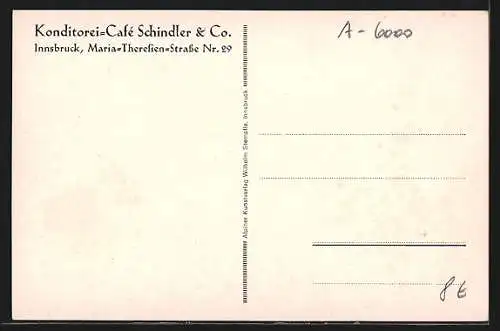 AK Innsbruck, Konditorei-Café Schindler & Co, Maria-Theresienstrasse 29