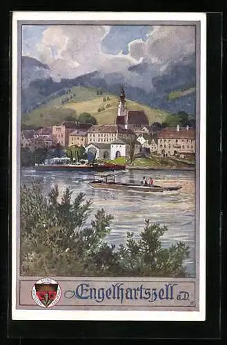 AK Deutscher Schulverein Nr. 439: Engelhartszell a. D., Panorama