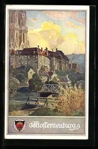 AK Deutscher Schulverein Nr. 233: Klosterneuburg, Ortsansicht mit kleiner Brücke