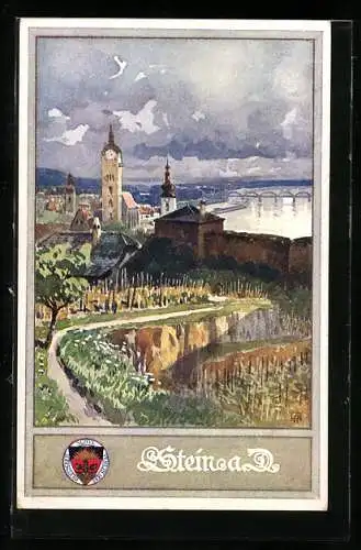 AK Deutscher Schulverein NR 177: Stein, Ortspartie mit Donau
