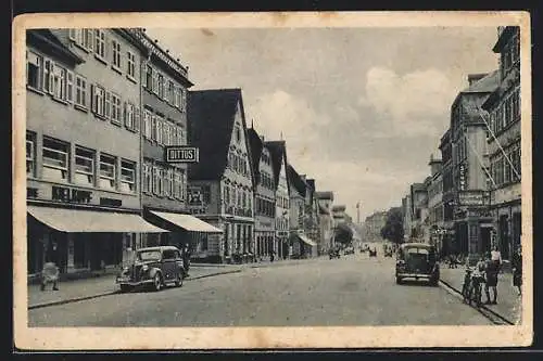 AK Göppingen, Hauptstrasse mit Geschäften