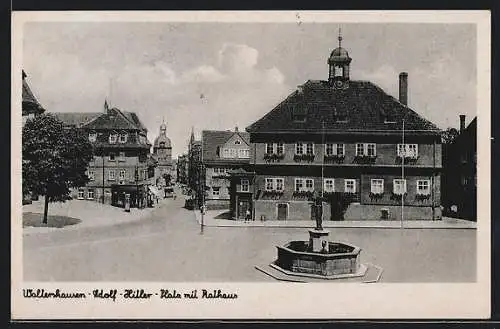 AK Waltershausen / Thür., Platz mit Rathaus