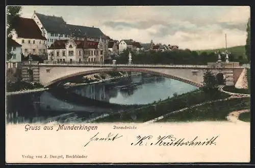 AK Munderkingen, Partie an der Donaubrücke