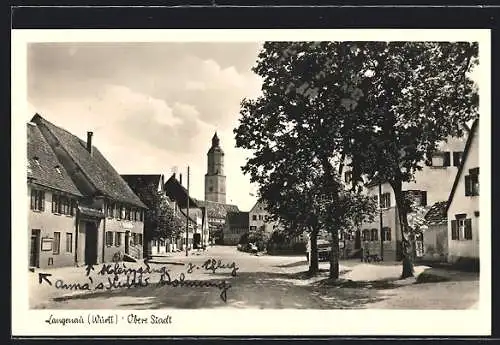 AK Langenau / Württ., Obere Stadt mit Kirche