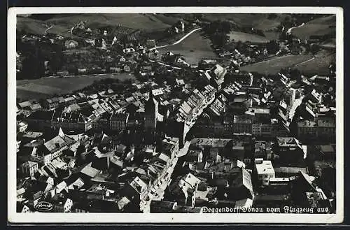 AK Deggendorf /Donau, Ortsansicht vom Flugzeug aus