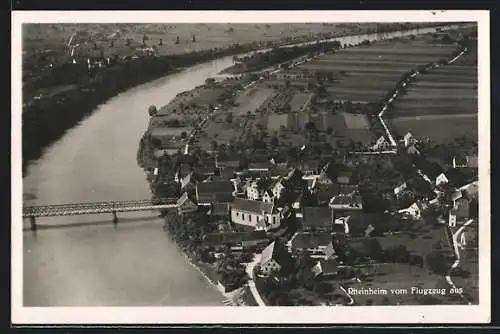 AK Rheinheim vom Flugzeug aus