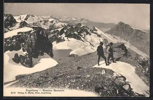 AK Engelberg, Grosses Spannort, bergsteiger auf der Spitze