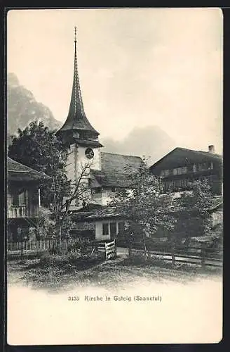AK Gsteig, Ortspartie mit Kirche
