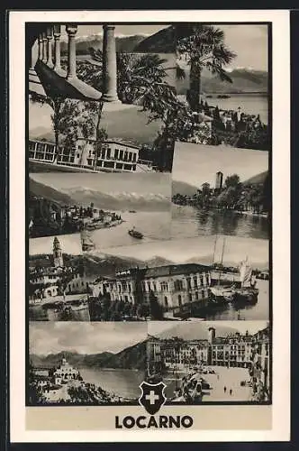 AK Locarno, Reklame Foto Blau v. N. Mettier, Piazza Grande, Ortspartien