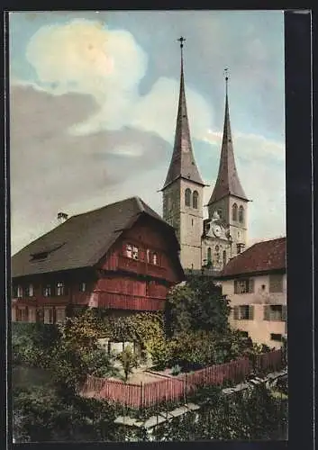 AK Luzern, Hofkirche und Kaplanenhaus