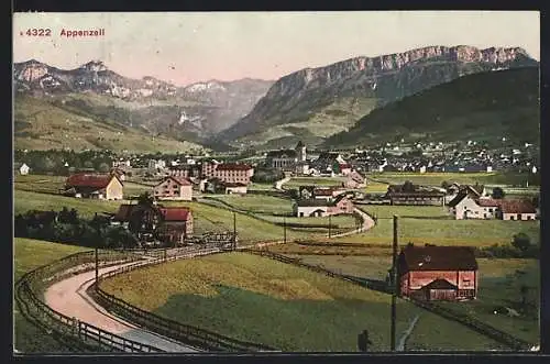 AK Appenzell, Ortsansicht gegen die Berge