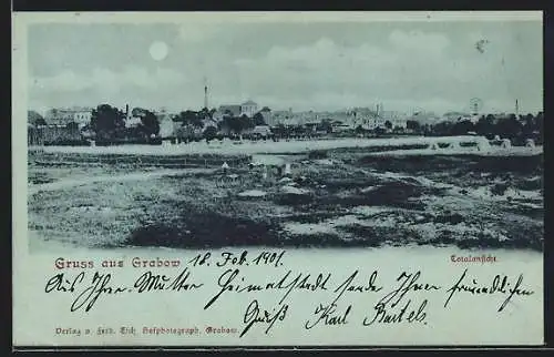 Mondschein-AK Grabow / Meckl., Totalansicht