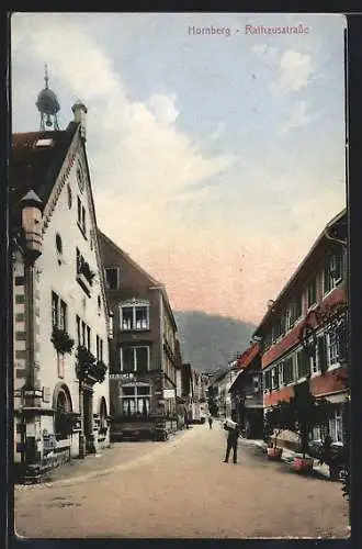 AK Hornberg / Schwarzwald, Rathausstrasse mit Gasthaus