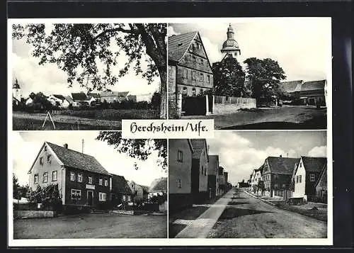 AK Herchsheim / Ufr., Gasthaus, Strassenpartie, Blick zur Kirche