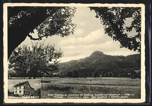 AK Stahringen, Ruine Homburg, Gasthaus-Pension Bahnhof von Wilhelm Lattner