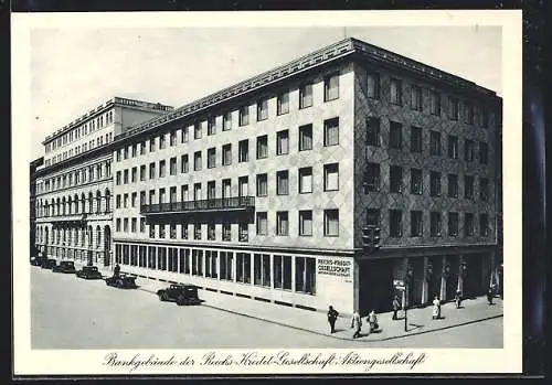 AK Berlin, Bankgebäude der Reichs-Kredit-Gesellschaft AG, Friedrichstrasse Ecke Französischer Strasse 49 - 56