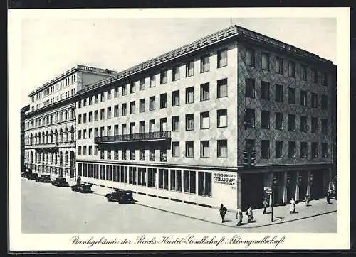 AK Berlin, Bankgebäude der Reichs-Kredit-Gesellschaft AG, Friedrichstrasse Ecke Französischer Strasse 49 - 56