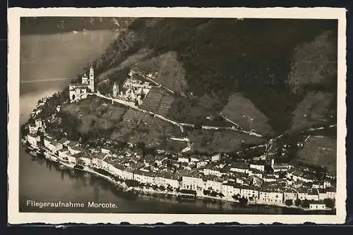 AK Morcote, Gesamtansicht an der Küste vom Flugzeug aus
