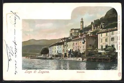 AK Morcote, Häuser am See, Pension Deutsches Haus