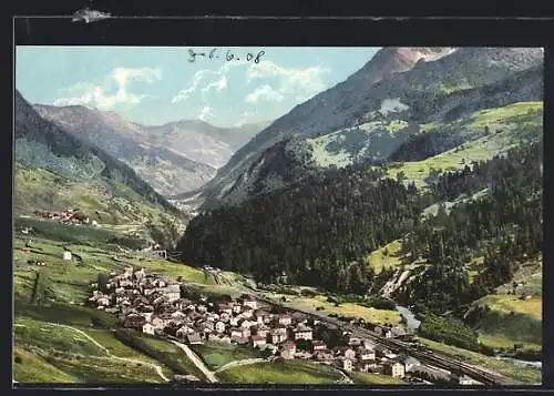 AK Airolo, Gotthardbahn gegen Ambri-Piotta