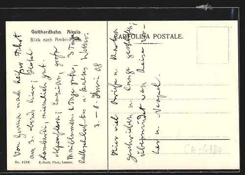 AK Airolo, Gotthardbahn gegen Ambri-Piotta