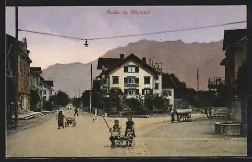 AK Buchs im Rheintal, Ortspartie mit Kindern