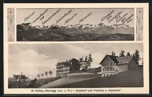 AK St. Anton /Oberegg, Gasthof und Pension z. Alpenhof und Gebirgspanorama