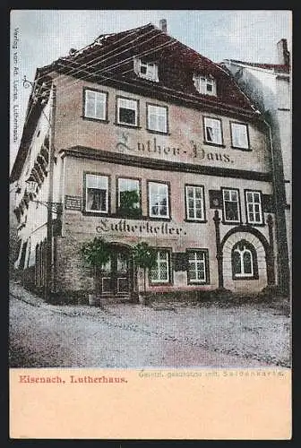 Seiden-Imitations-AK Eisenach Das Luther-Haus mit Lutherkeller