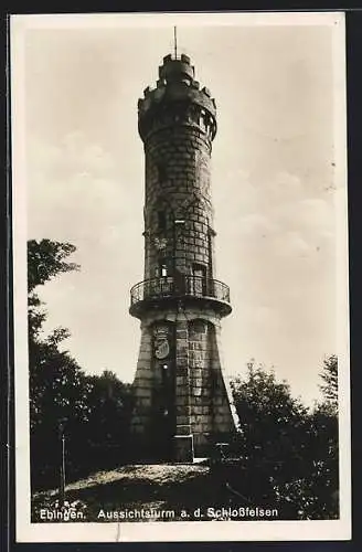 AK Ebingen, Aussichtsturm a. d. Schlossfelsen