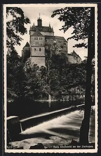 AK Kriebstein an der Zschopau, Blick hinauf zur Burg