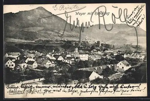 AK Weyer, Ortsansicht mit Rapoldeg aus der Vogelschau