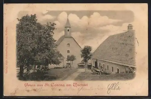 AK St. Corona am Wechsel, Ortspartie mit Kirche