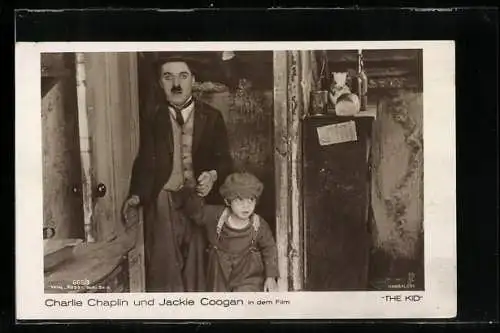 AK Schauspieler Charlie Chaplin und Jackie Coogan im Film The Kid