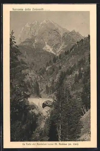 AK Calalzo di Cadore, Ferrovia delle Dolomiti, la Valle del Ruvinian verso Monte Anteldo