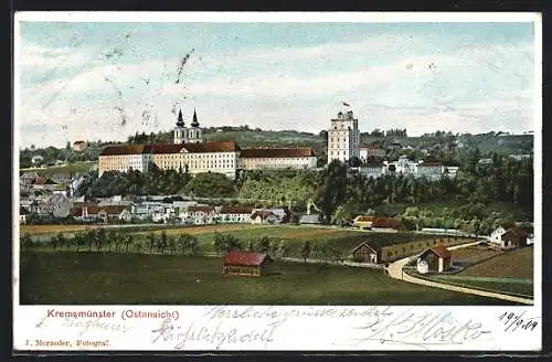 AK Kremsmünster, Panorama von Osten gesehen