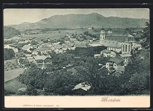 AK Mondsee, Teilansicht mit Kirche