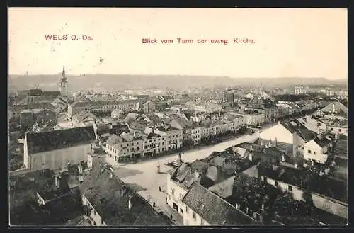 AK Wels, Blick vom Turm der evang. Kirche