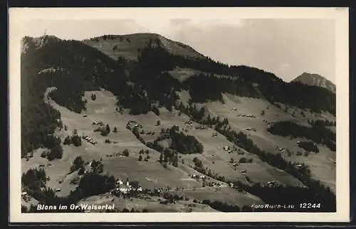 AK Blons im Gr. Walsertal, Totalansicht mit Umgebung und Bergpanorama