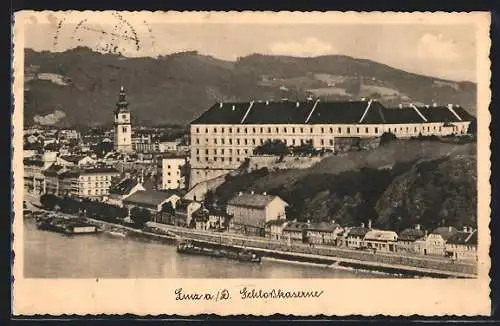 AK Linz a. d. Donau, Ortsansicht mit Uferpartie