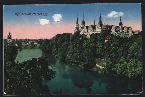 AK Merseburg, Flusspartie am Kgl. Schloss