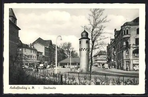AK Aschaffenburg / Main, Strassenpartie in der Stadtmitte