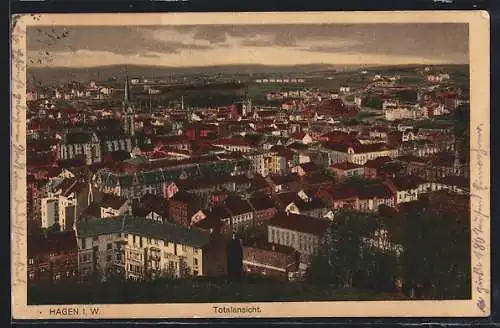 AK Hagen i. W., Blick über die Dächer