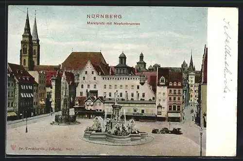 AK Nürnberg, Marktplatz mit Neptunbrunnen
