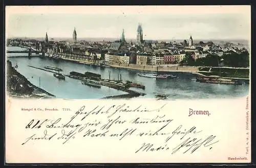 AK Bremen, Ortsansicht über den Fluss