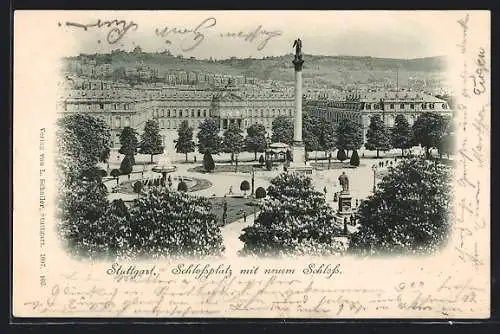 AK Stuttgart, Schlossplatz mit neuem Schloss