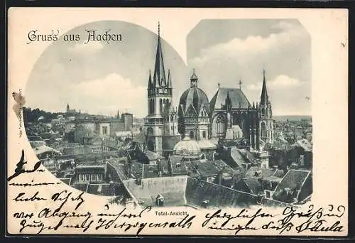 AK Aachen, Ortsansicht mit dem Dom