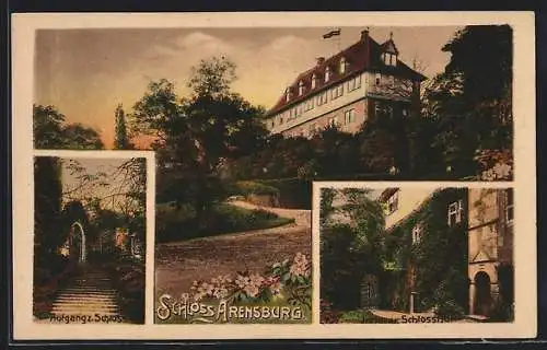 AK Arensburg, Das Schloss mit Treppenaufgang und Schlosshof