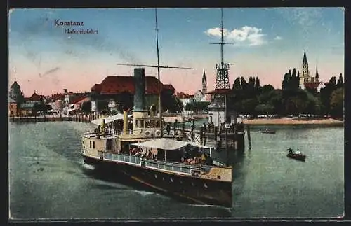 AK Konstanz, Dampfer an der Hafeneinfahrt