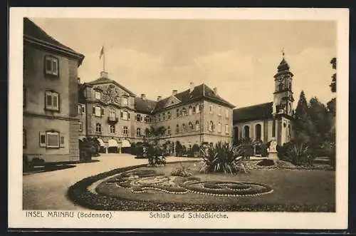 AK Insel Mainau, Blick auf Schloss mit Schlosskirche