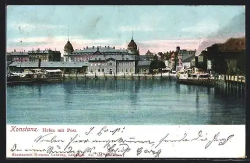 AK Konstanz, Hafen mit Post